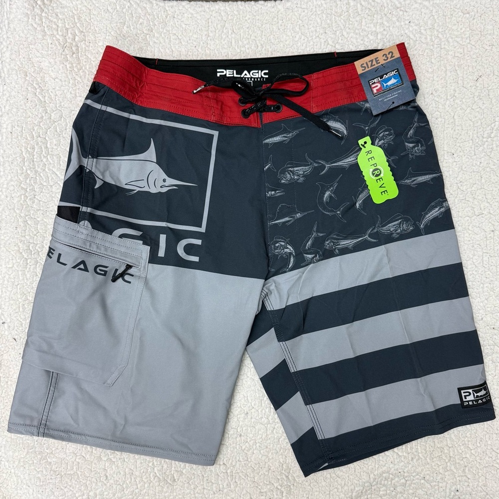 Pelagic Sharkskin Black and Gray Performance Shorts
